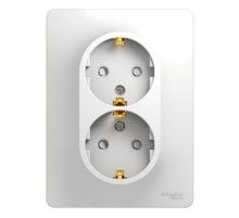Glossa Белый Розетка 2-я с заземлением со шторками (в сборе с рамкой)  GSL000126  SE