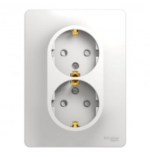 Glossa Белый Розетка 2-я с заземлением со шторками (в сборе с рамкой)  GSL000126  SE