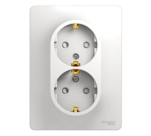 Glossa Белый Розетка 2-я с заземлением со шторками (в сборе с рамкой)  GSL000126  SE