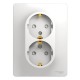 Glossa Белый Розетка 2-я с заземлением со шторками (в сборе с рамкой)  GSL000126  SE
