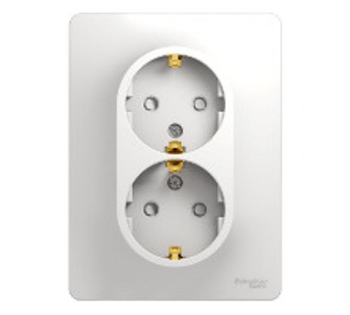 Glossa Белый Розетка 2-я с заземлением со шторками (в сборе с рамкой)  GSL000126  SE