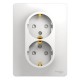 Glossa Белый Розетка 2-я с заземлением со шторками (в сборе с рамкой)  GSL000126  SE