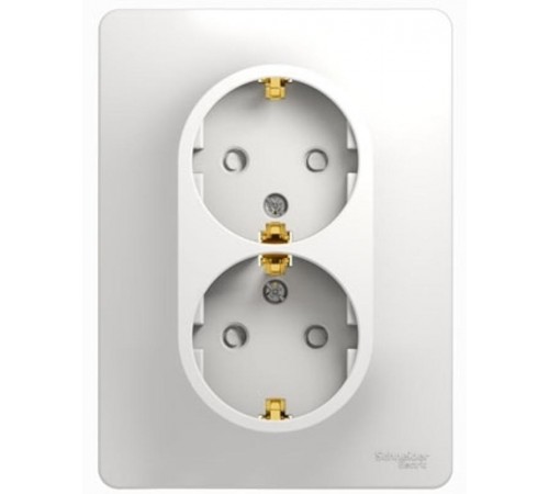Glossa Белый Розетка 2-я с заземлением со шторками (в сборе с рамкой)  GSL000126  SE