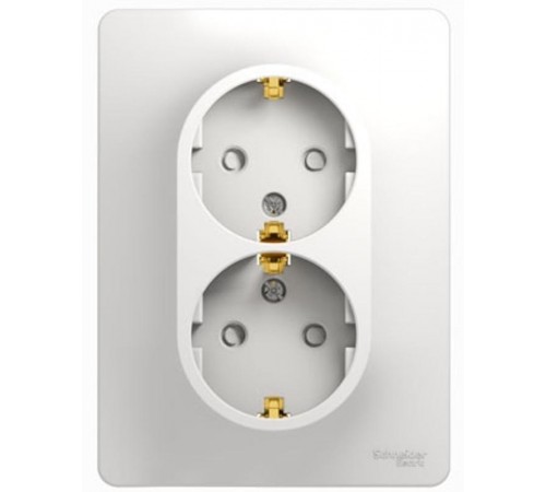 Glossa Белый Розетка 2-я с заземлением со шторками (в сборе с рамкой)  GSL000126  SE