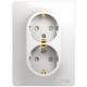 Glossa Белый Розетка 2-я с заземлением со шторками (в сборе с рамкой)  GSL000126  SE