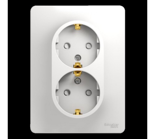 Glossa Белый Розетка 2-я с заземлением со шторками (в сборе с рамкой)  GSL000126  SE