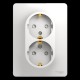 Glossa Белый Розетка 2-я с заземлением со шторками (в сборе с рамкой)  GSL000126  SE