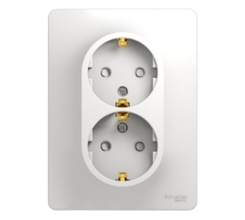 Glossa Белый Розетка 2-я с заземлением со шторками (в сборе с рамкой)  GSL000126  SE