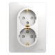 Glossa Белый Розетка 2-я с заземлением со шторками (в сборе с рамкой)  GSL000126  SE
