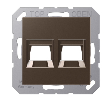 Kрышка для 2-х разъемов; без видимого винта; подпружиненная шторка; термопласт; мокка A1569-2WEMO Jung