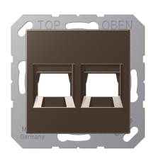 Kрышка для 2-х разъемов; без видимого винта; подпружиненная шторка; термопласт; мокка A1569-2WEMO Jung