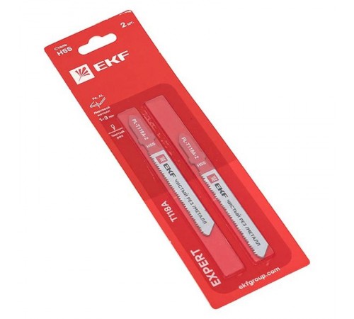 Пилки для электролобзика прямые T118A (чистовой рез по металлу)(HSS)(2 шт)  pl-t118a-2  EKF