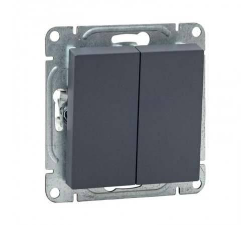 Механизм выключателя, двухклавишный, кнопочный, графит Эпика  UP1-SWG-23 EKF