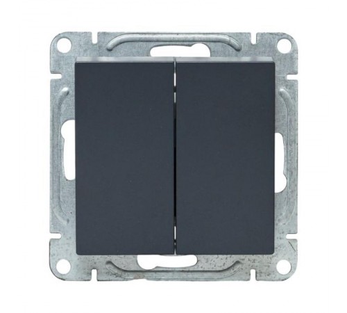 Механизм выключателя, двухклавишный, кнопочный, графит Эпика  UP1-SWG-23 EKF