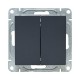 Механизм выключателя, двухклавишный, кнопочный, графит Эпика  UP1-SWG-23 EKF