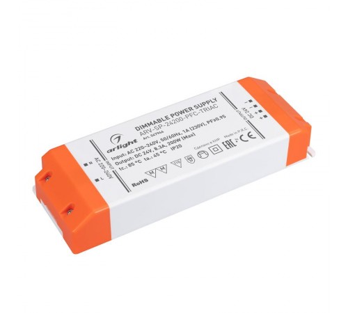 Блок питания ARV-SP-24200-PFC-TRIAC (24V, 8.3A, 200W) (ARL, IP20 Пластик, 5 лет) 047946 Arlight