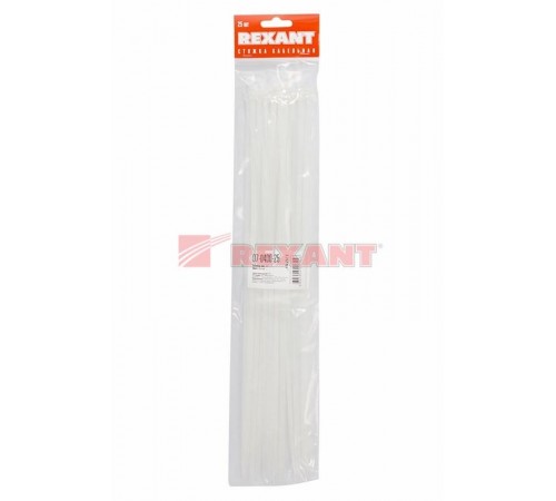 Хомут-стяжкa нeйлонoвая 400x4,8 мм, белая, упаковка 25 шт.  07-0400-25  REXANT