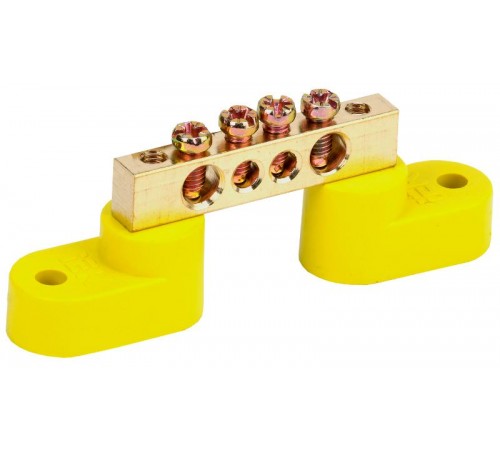 Шина PE "земля" на двух угловых изоляторах ШНИ-6х9-4-У2-Ж  YNN10-69-4C2-K05  IEK