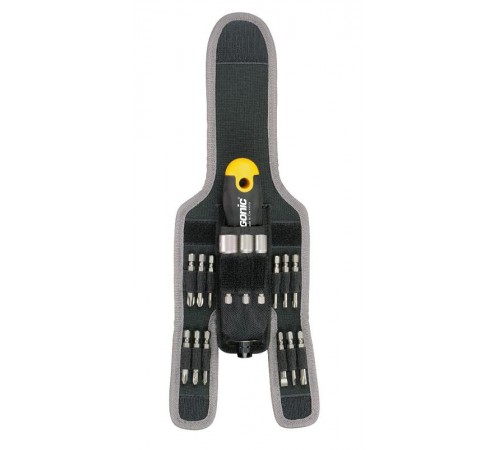 Трещотка поворотная Ergonic K с набором бит в чехле, 16 шт  06071604  Felo