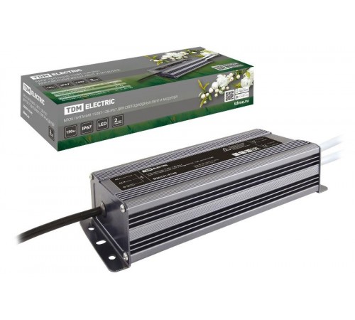 Блок питания 150Вт-12В-IP67 для светодиодных лент и модулей DC 12В, металл  SQ0331-0140  TDM