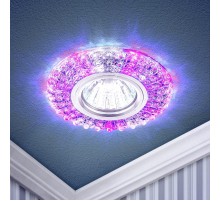 Светильник точечный встраиваемый DK LD2 MR16 7Вт GU5.3 прозрачный c белой и фиолетовой подсветкой  Б0019198  ЭРА