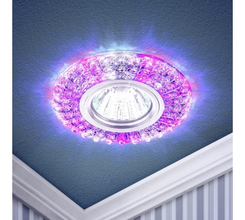 Светильник точечный встраиваемый DK LD2 MR16 7Вт GU5.3 прозрачный c белой и фиолетовой подсветкой  Б0019198  ЭРА