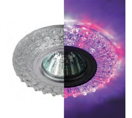 Светильник точечный встраиваемый DK LD2 MR16 7Вт GU5.3 прозрачный c белой и фиолетовой подсветкой  Б0019198  ЭРА