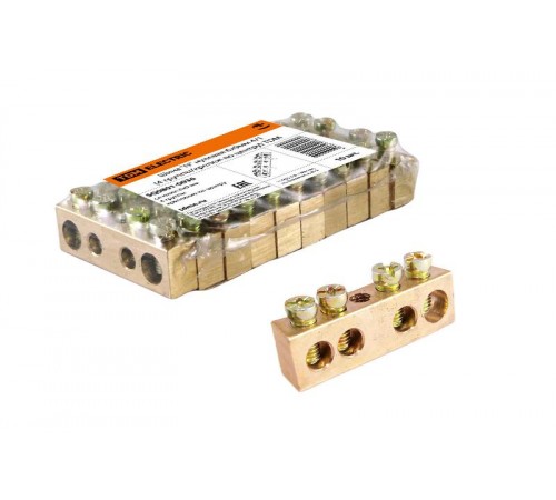 Шина "N" нулевая 6х9мм 4/1 (4 группы/крепеж по центру)   SQ0801-0036  TDM