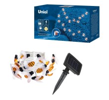 Садовая гирлянда на солн.батарее "Пчелки" USL-S-127/PT4000 BEES 20LED. 3000К 1*АА Ni-Mh акк в/к. IP44  UL-00004280  Uniel