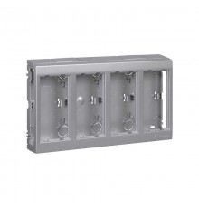 Simon Connect Дополнительный блок настенный на 4 S-модуля Сима Про, поверхностный монтаж, алюминий  SBC450-8  Simon