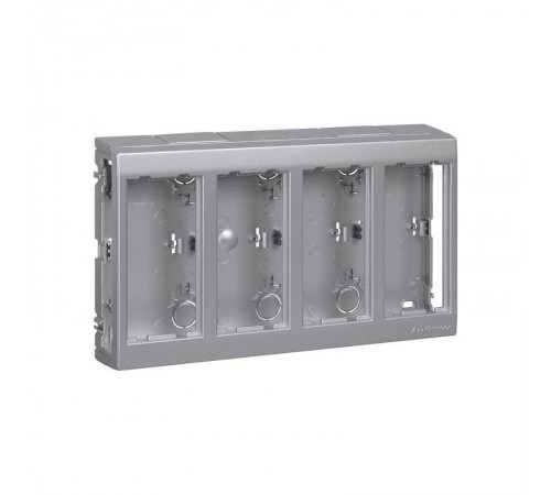 Simon Connect Дополнительный блок настенный на 4 S-модуля Сима Про, поверхностный монтаж, алюминий  SBC450-8  Simon