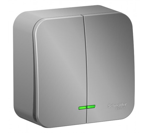 Blanca Алюминий О/У с изолирующей пластиной Выключатель 2-клавишный с подсветкой 10А, 250B  BLNVA105113  SE