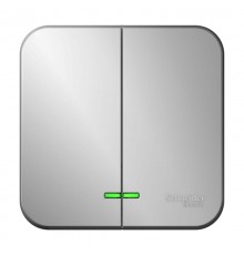 Blanca Алюминий О/У с изолирующей пластиной Выключатель 2-клавишный с подсветкой 10А, 250B  BLNVA105113  SE