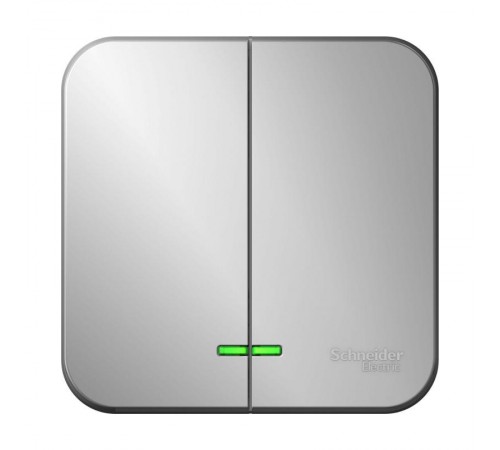 Blanca Алюминий О/У с изолирующей пластиной Выключатель 2-клавишный с подсветкой 10А, 250B  BLNVA105113  SE