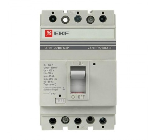 Выключатель автоматический ВА-99 125/100А 3P 25кА EKF PROxima  mccb99-125-100  EKF