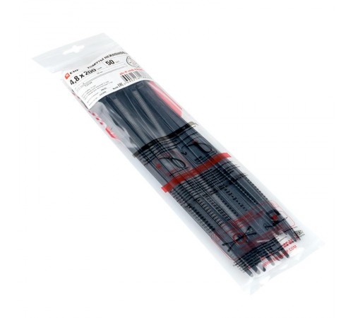 Хомут P6.6 стандартный (ч), 4.8x200 (50шт) FlexLock PROxima  plc-fl-ctsb-4.8x200-r  EKF