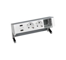 Настольный x4 розеточный блок, 2x2P+E, 2xUSB з/у, 1 пустой модуль, алюминий, S400  42422000-133  Simon