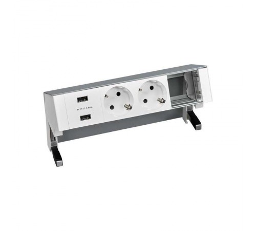 Настольный x4 розеточный блок, 2x2P+E, 2xUSB з/у, 1 пустой модуль, алюминий, S400  42422000-133  Simon