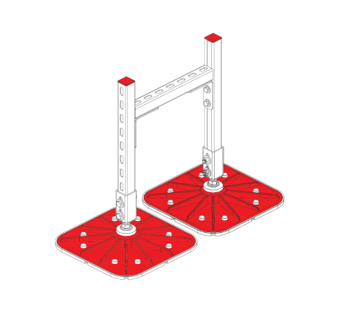 Опорная конструкция для гор. прямоуг. воздуховодов  TECHNORAPTOR FOOT 350х500 HD  KM-TR-F-SSHRAD-350-500 HD  КМ - профиль