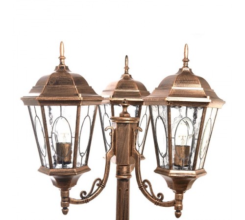 Светильник садово-парковый PL158 3*60W 230V E27 630*630*2200мм черное золото (большой, столб 2М)  11326  FERON