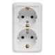 Рим Розетка 2-местная 16А с заземлением белая EKF  ENR16-128-10  EKF