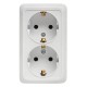 Рим Розетка 2-местная 16А с заземлением белая EKF  ENR16-128-10  EKF