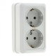 Рим Розетка 2-местная 16А с заземлением белая EKF  ENR16-128-10  EKF