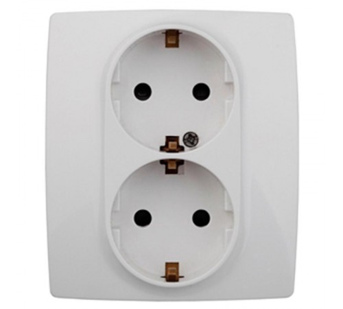 Розетка 12-2104-01 2-ая с заземлением со шторками, 16АХ-250В,  белый   Б0014699  ЭРА