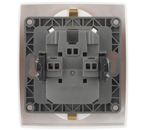 Розетка 12-2104-01 2-ая с заземлением со шторками, 16АХ-250В,  белый   Б0014699  ЭРА