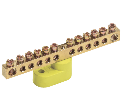 Шина PE "земля" на одном угловом изоляторе ШНИ-6х9-16-У1-Ж  YNN10-69-16C1-K05  IEK