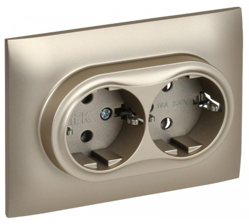 SKANDY Розетка 2-местная с з/к без з/ш 16А сб. SK-R08Sh шампань  SK-R21-16-K37-F  IEK