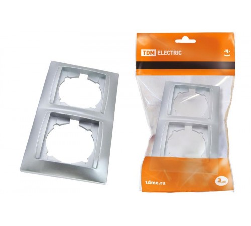 Рамка 2-х постовая горизонтальная серебр. металлик "Лама"   SQ1815-0230  TDM