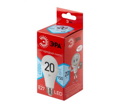 Лампа светодиодная LED A65-20W-840-E27 R (диод, груша, 20Вт, нейтр, E27) (10/100/1200)  Б0049637  ЭРА