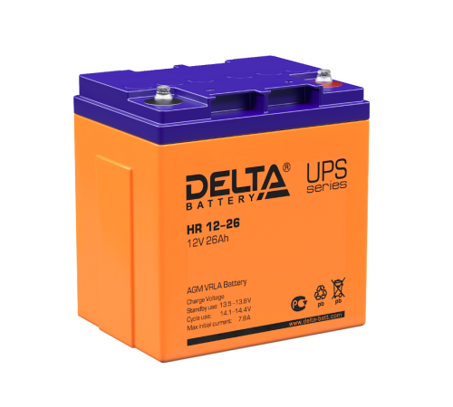 Акумуляторная батарея UPS серии HR 12-26 12В/26Ач  HR 12-26  DELTA